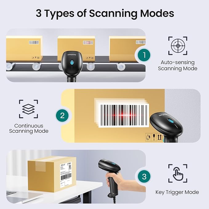 Barcode Scanner with Stand, USB Wired Inventory 2D 1D QR Code Scanner, - Image 4