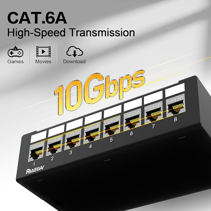 Patch Panel 8 Port with 8pcs Cat6A Keystone Jack【EC Listed】 Shielded No Rust - Image 5