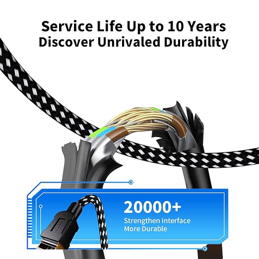 Cat 8 Ethernet Cable 10FT, Nylon Braided High Speed Internet Network Cable - Image 3