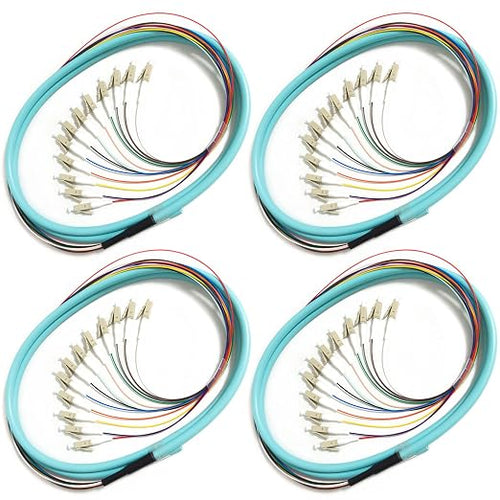 4Pack LC UPC 12 Fibers Multimode Bunch OM3 50/125 LC-UPC Fiber Pigtail by Bangun