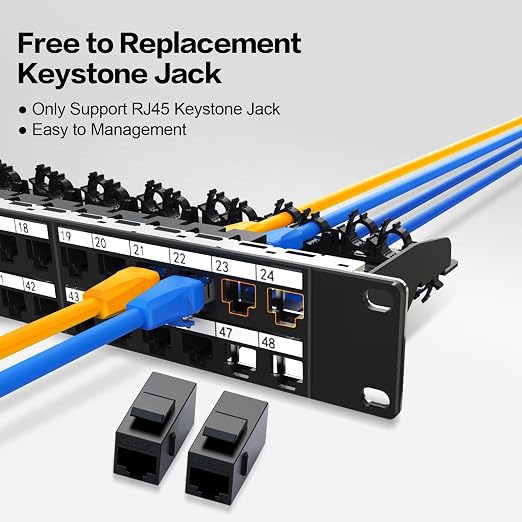 Patch Panel 48 Port with 48 Pcs Cat6 Keystone Jack【EC Listed】 UTP 10G Support - Image 5