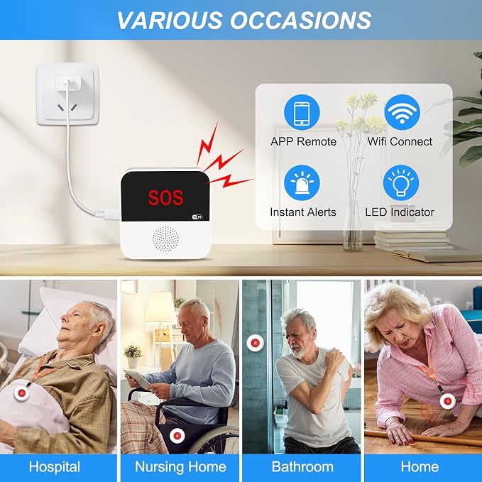 WiFi Rechargable Smart Wireless Caregiver Pager Call Button System Nurse - Image 7