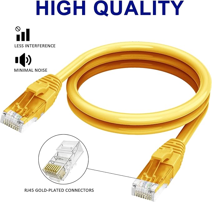 Adoreen Cat 6 Ethernet Cable 250 Ft-Yellow, Outdoor & Indoor Snagless Long - Image 3