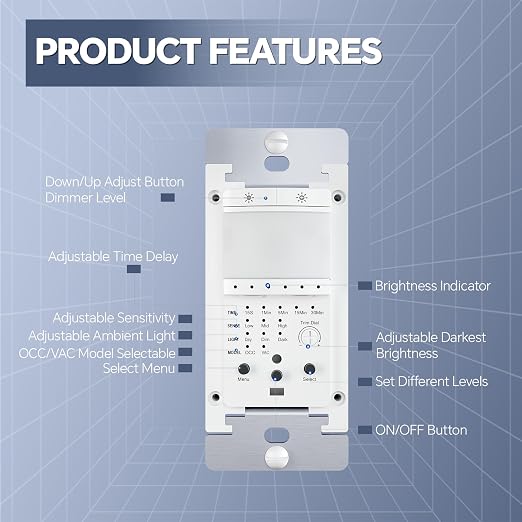 ECOELER Motion Sensor Dimmer Switch, Digital Dimmer Light Switches - Image 4