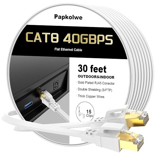 Cat 8 Ethernet Cable 30 ft, Heavy Duty High Speed Cat8 LAN Network Cable by Unknown