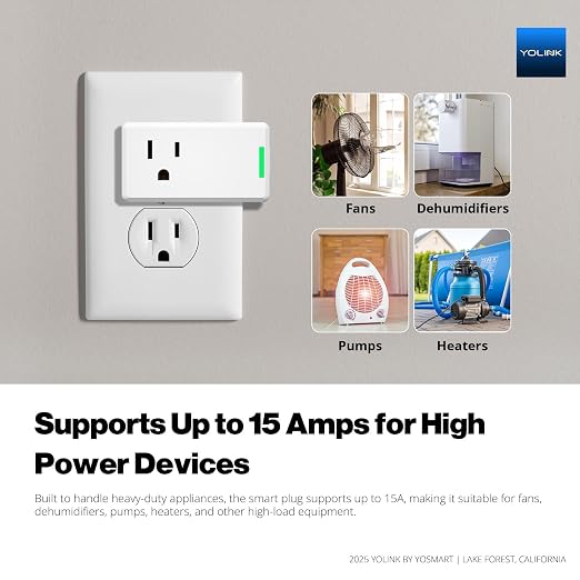 YoLink Smart Energy Plug 15A – 4-Pack, 1/4 Mile LoRa Range, High-Power Devices - Image 7