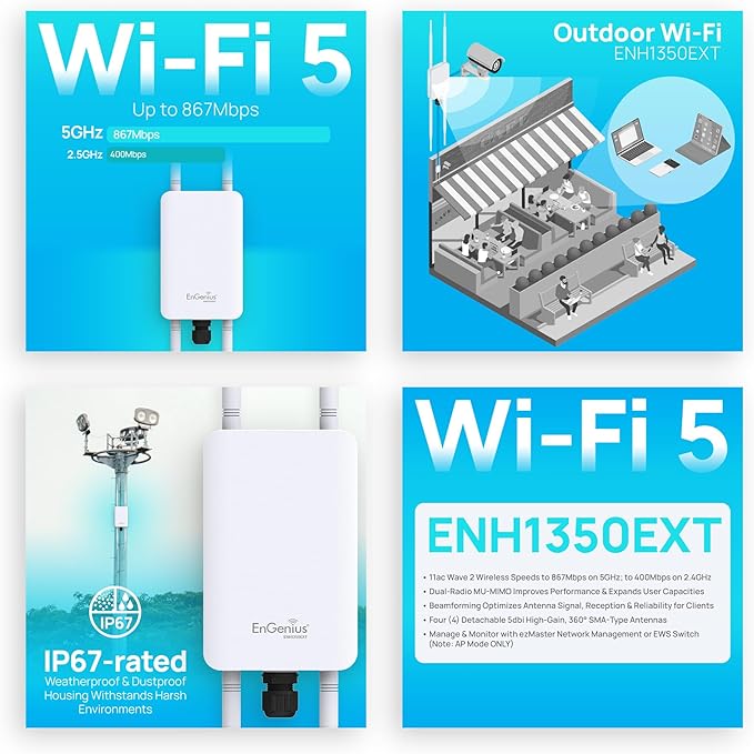 EnGenius ENH1350EXT Wi-Fi 5 AC1300 Outdoor Access Point - Image 2