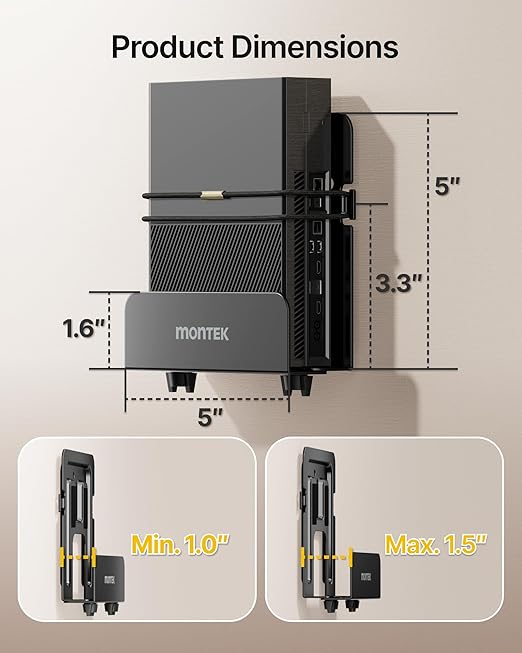 monTEK Adjustable Cable Box Mount up to 11 LBS, Modern Mount, Small Devices - Image 3