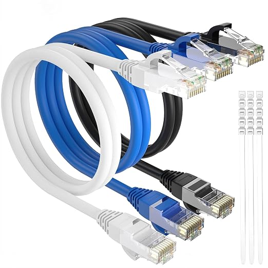 Adoreen Cat 6 Ethernet Cable 0.6 Ft-3 Pack, High Speed Short Patch Cables by Adoreen
