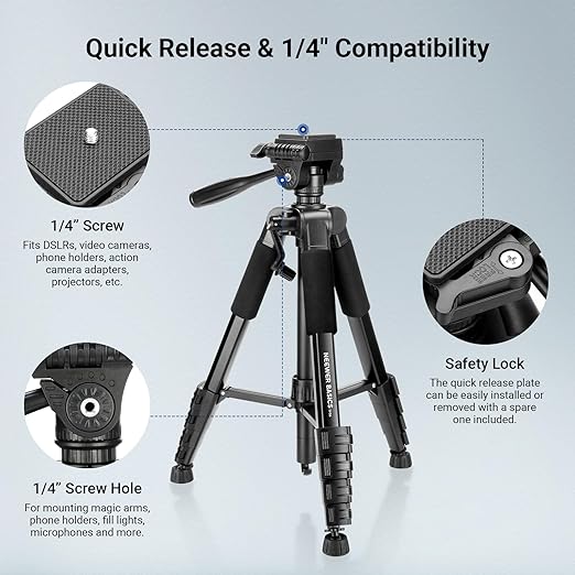NEEWER Basics Camera Tripod, Professional Aluminum Lightweight Portable Travel - Image 7