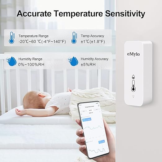 eMylo WiFi Thermometer Hygrometer, Wireless Indoor Temperature Humidity Sensor - Image 3