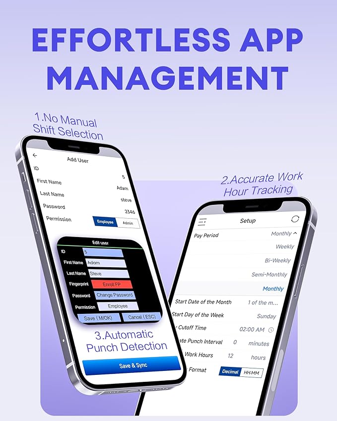 NGTeco APP-Based Time Clock, Fingerprint & PIN Time Clocks - Image 2