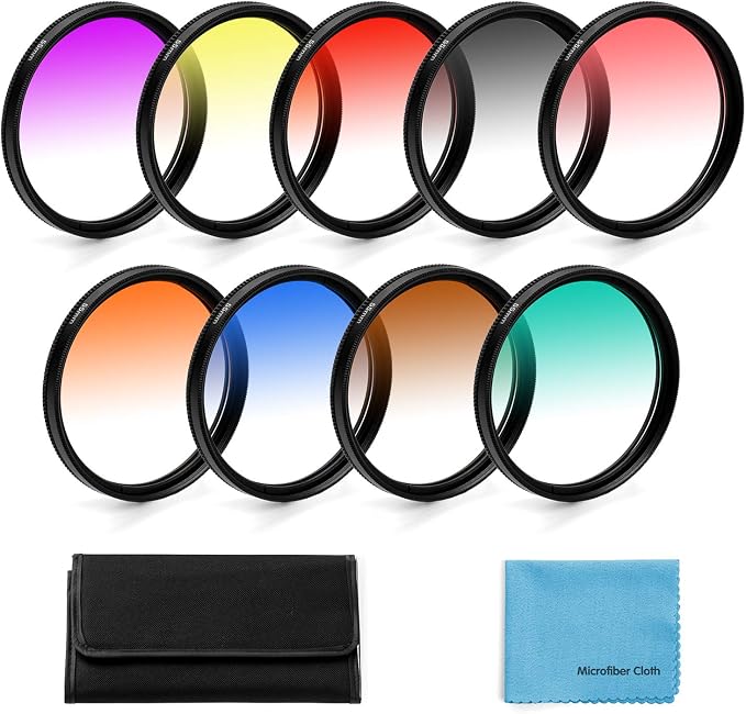 67mm Graduated Color Filters Kit 9 Pieces Gradual Colour Lens Filter Kit Set by Unknown