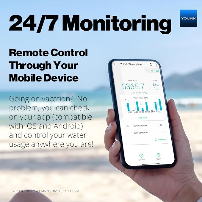YoLink FlowSmart NSF Water Meter, Smart Water Usage Monitor and Water Leak - Image 2