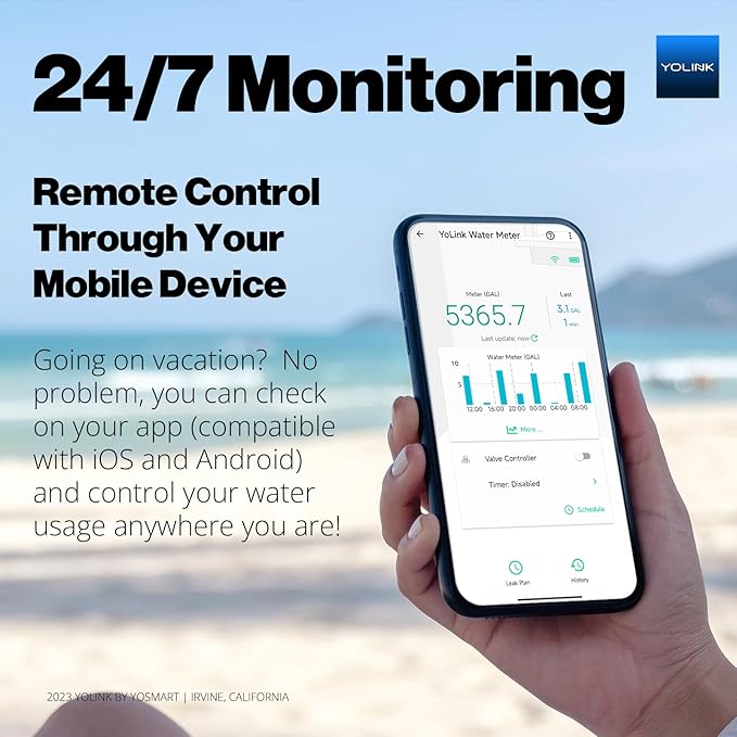 YoLink FlowSmart NSF Smart Water Monitor and Leak Detection: 1 Inch Advanced - Image 2