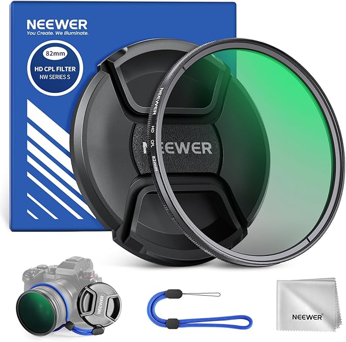 NEEWER 82mm CPL Filter with Lens Cap, Ultra Thin Circular Polarizing Filter by Neewer