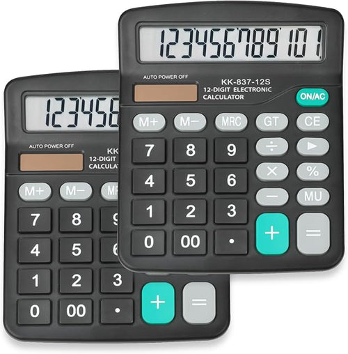 2 Pack Calculator Bulk, 12 Digits Calculators Desktop by YesBes