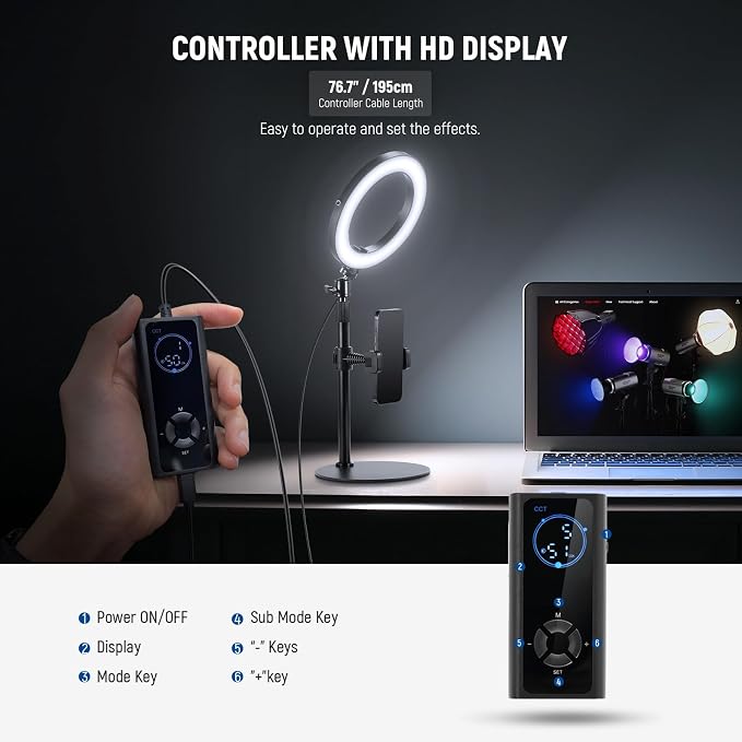 NEEWER 12" 24W High Power Desk Ring Light - Image 8