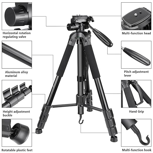 NEEWER Portable Aluminum Alloy Camera 2 in 1 Tripod Monopod Max. 70"/177cm - Image 3