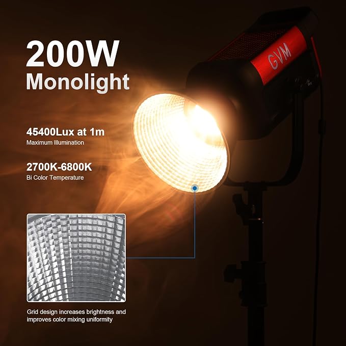 GVM 200W LED Video Light, PRO SD200B Photography Lighting Kit - Image 2