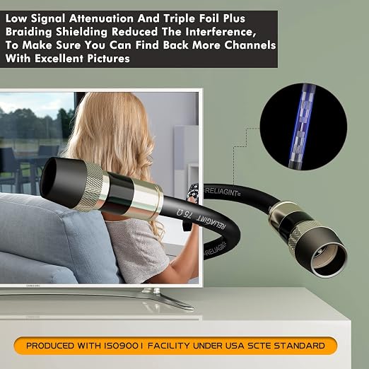 75ft RG6 Coaxial Cable, 75 Ohm TV Coax Cable - Image 6