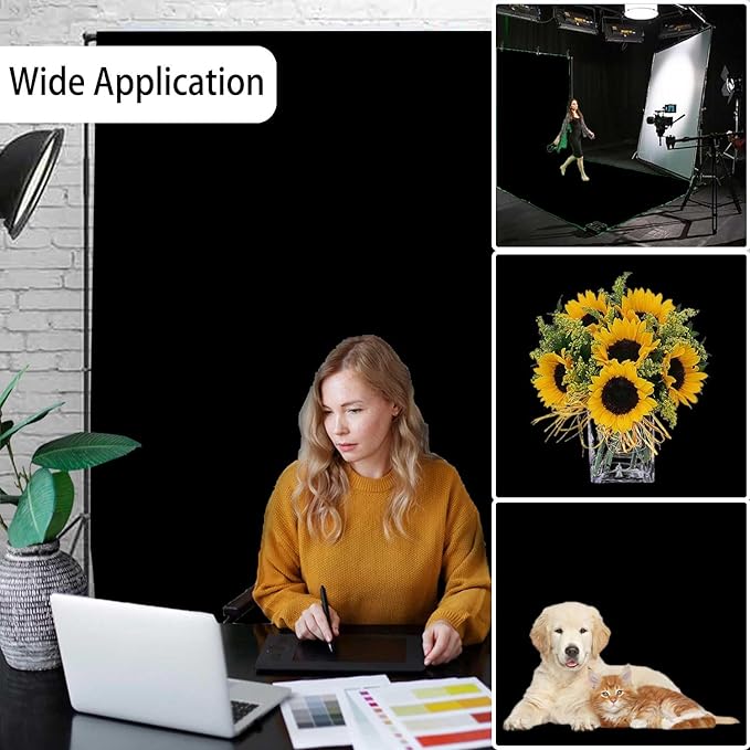 Black Photo Backdrop for Photoshoot, Fabric Background for Product Photography - Image 3