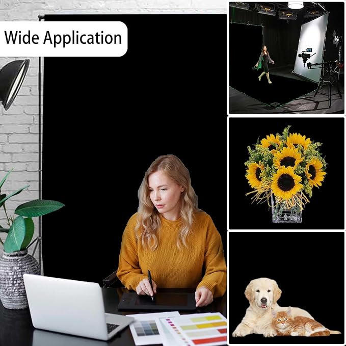 Black Photo Backdrop for Photoshoot, Photo Backdrop Curtain - Image 2
