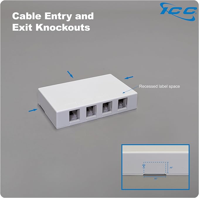 ICC 4 Port Surface Mount Box in White, Works - Image 6