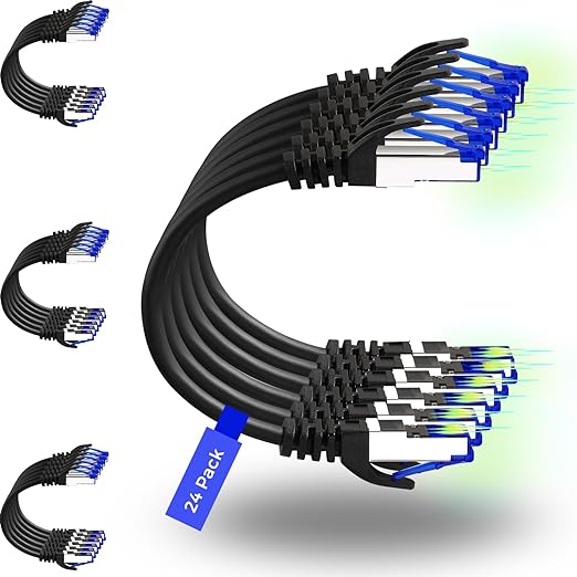 Rapink Patch Cables Cat8 5ft 24 Pack Slim, Cat8 Ethernet Patch Cable 40G Support by Rapink