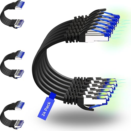 Rapink Patch Cables Cat8 1ft 24 Pack Slim, Cat8 Ethernet Patch Cable 40G Support by Rapink