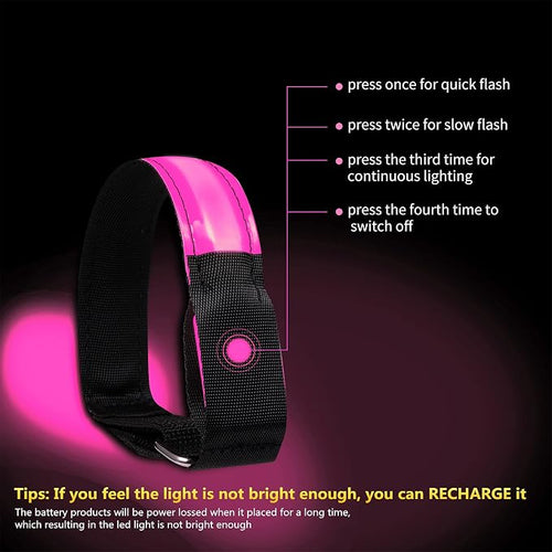 2 Pack Rechargeable LED Reflective Armband, High Brightness High Visibility - Image 2