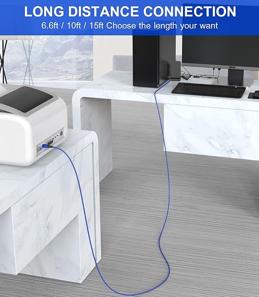 sweguard Printer Cable 10ft, USB 2.0 Printer Cable USB-A to USB-B Cable - Image 5