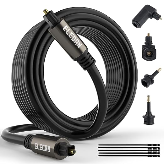 Elecan Optical Audio Cable 35 Ft Digital Audio Toslink Cable Cord-Fiber by Elecan