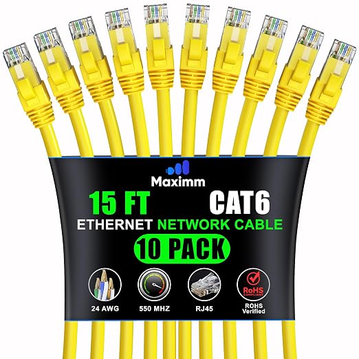 Maximm Cat 6 Ethernet Cable 15 ft by MaximmCable