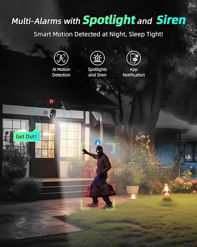 MaxiViz Solar Camera Outdoor Wireless, 2.4GHz Wi-Fi Security Camera - Image 5