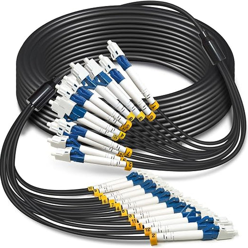 30 Meters 12 Core Industrial TPU LC to LC Outdoor Armored Fiber Optic Cable by YUTIANHOME