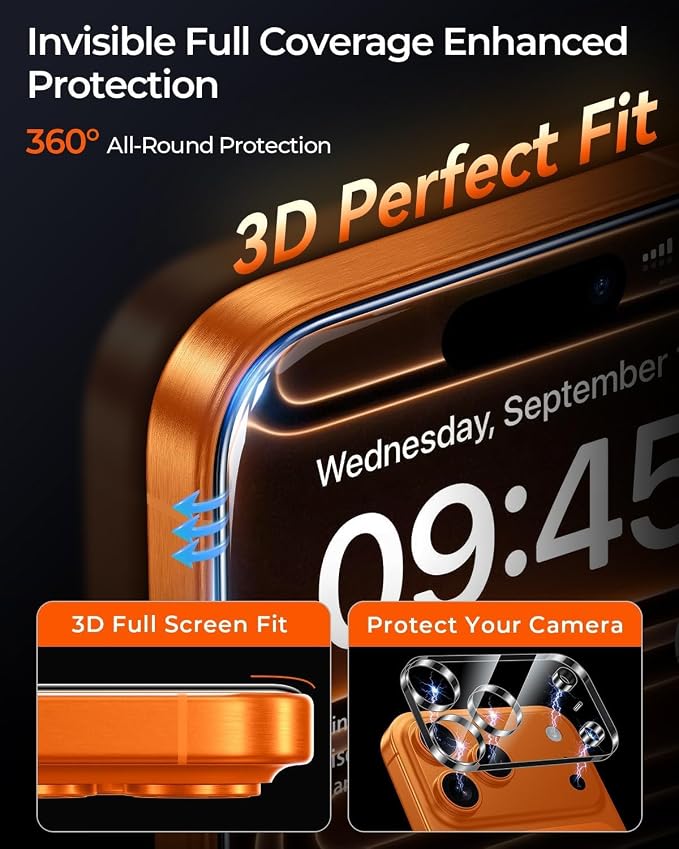 MRGLAS TOP 9H+ Glass 2+2 Packs for iPhone 17 Pro Screen Protector - Image 4