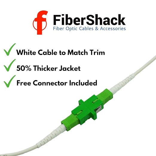Fibershack - White SC/APC to SC/APC Fiber Optic Patch Cable FTTH Home Fiber - Image 2