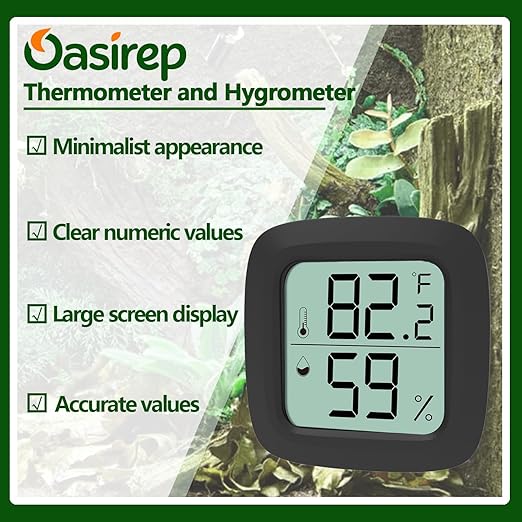 Black 2-Pack Reptile Thermometer and Hygrometer – Digital LCD Temp & Humidity - Image 3
