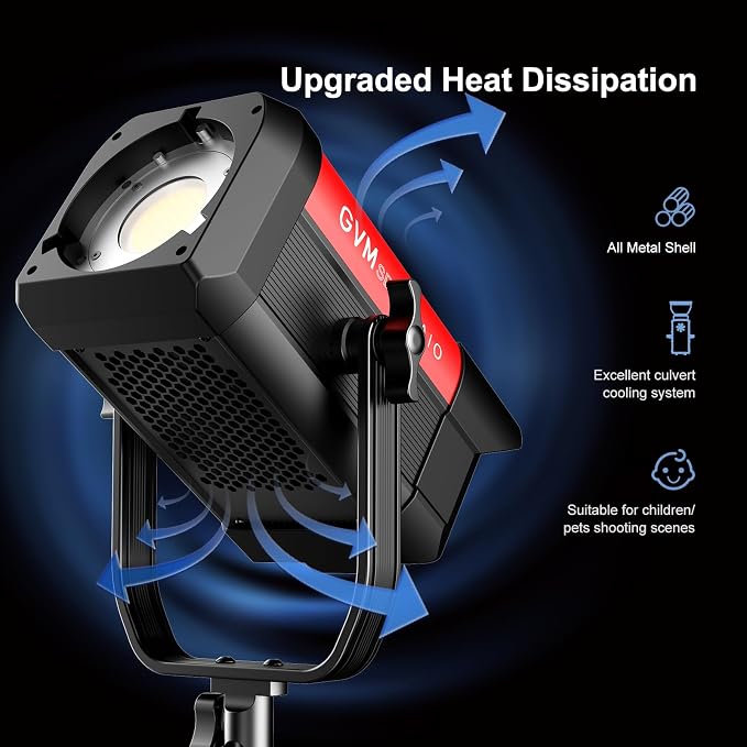 GVM 300W LED Video Light, 221950lux/1m, AIO SD300B Photography Lighting Kit - Image 6