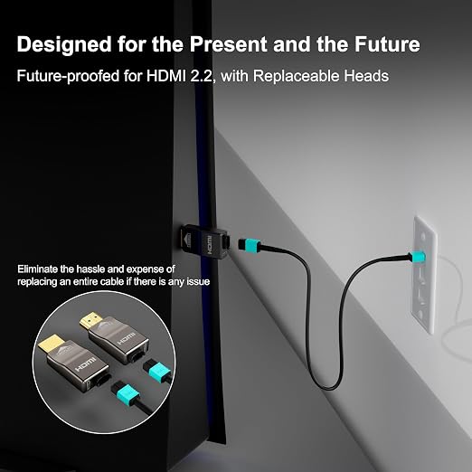 RUIPRO 8K Detachable Full Fiber Optic Armored HDMI 2.1 Cable 50FT, Ultra High - Image 4
