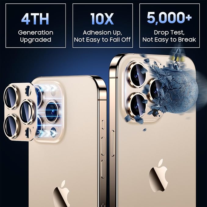 Uyiton for iPhone 13 Pro/iPhone 13 Pro Max Camera Lens Protector, Metal Ring - Image 2