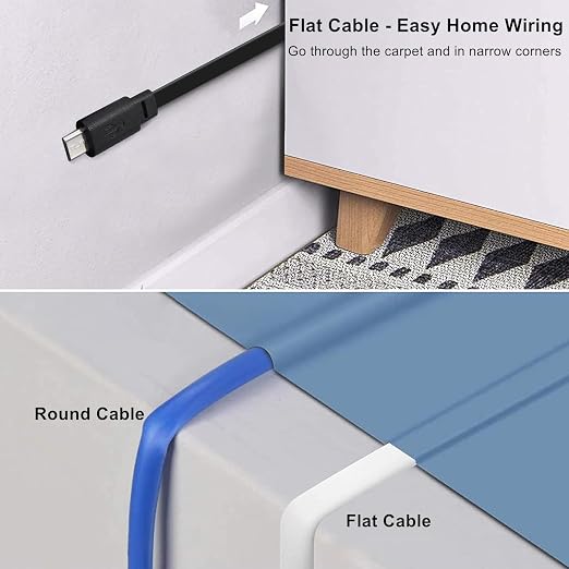 50ft Power Extension Cable Compatible - 15m Long Flat Micro USB Charging Cord - Image 7