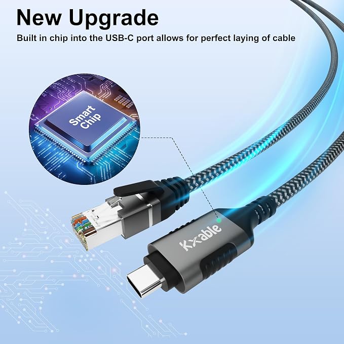 USB C to Ethernet Cable 10FT, Type C to RJ45 Cord, Gigabit Directly Connected - Image 5