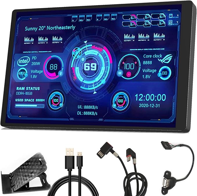 WOWNOVA PC Temperature Display, Computer Temp Monitor, ARGB Case, IPS USB Mini by WOWNOVA