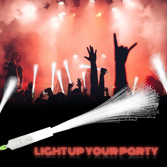 SHQDD 200 PCS White Fiber Optic Wands, Neon Party Supplies, LED Fiber Wands - Image 6