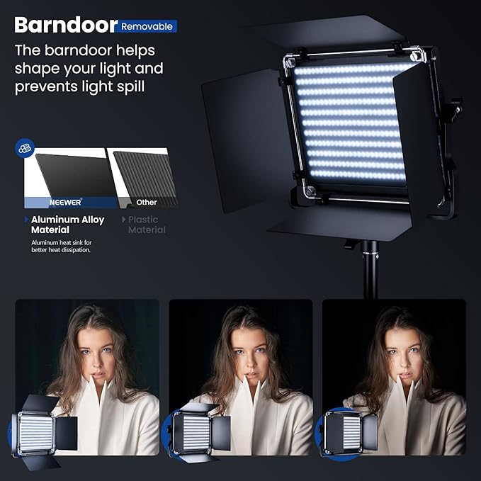 NEEWER 2 Pack Bi Color 660 LED Video Light and Stand Kit: 3200-5600K CRI 96+ - Image 3
