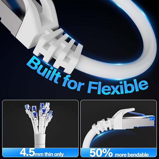 Cat6A Ethernet Cable Shielded 10Gbps 14 ft, Slim Shielded Ethernet Cable Cat 6 - Image 4