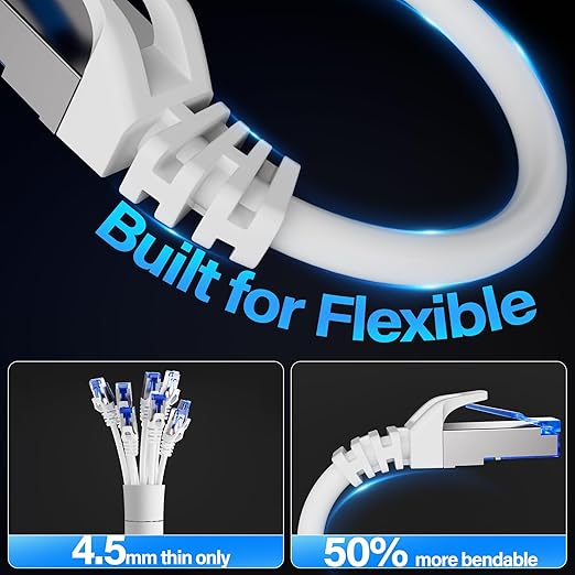 Cat6A Ethernet Cable Shielded 10Gbps 3 ft, Slim Shielded Ethernet Cable Cat 6 - Image 4