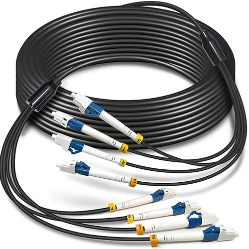 10 Meters 4 Core Industrial TPU LC to LC Outdoor Armored Fiber Optic Cable by YUTIANHOME